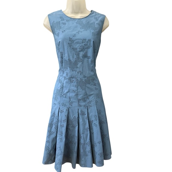 Akris Punto Blue Denim Cotton Poplin Kaleidoscope Eyelet Fit & Flare Dress  10  is available for purchase on au PAY Market - Imported Goods Online  Store Co.Ltd. | au PAY Market -